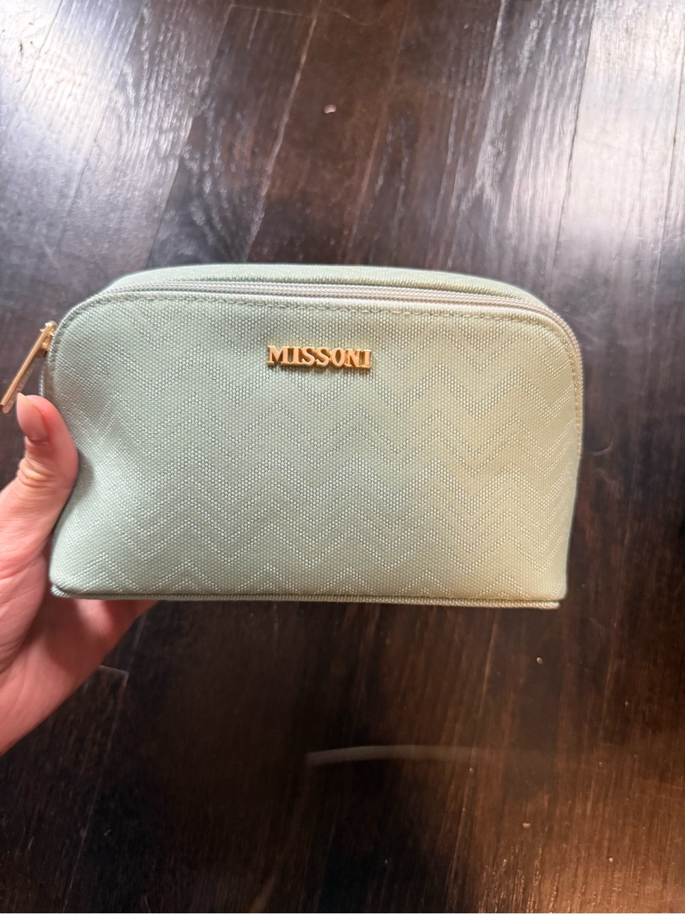 Missoni Light Mint Green Zip Cosmetic Pouch